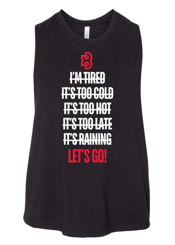 XB LET'S GO! WOMEN'S RACERBACK CROPPED TANK